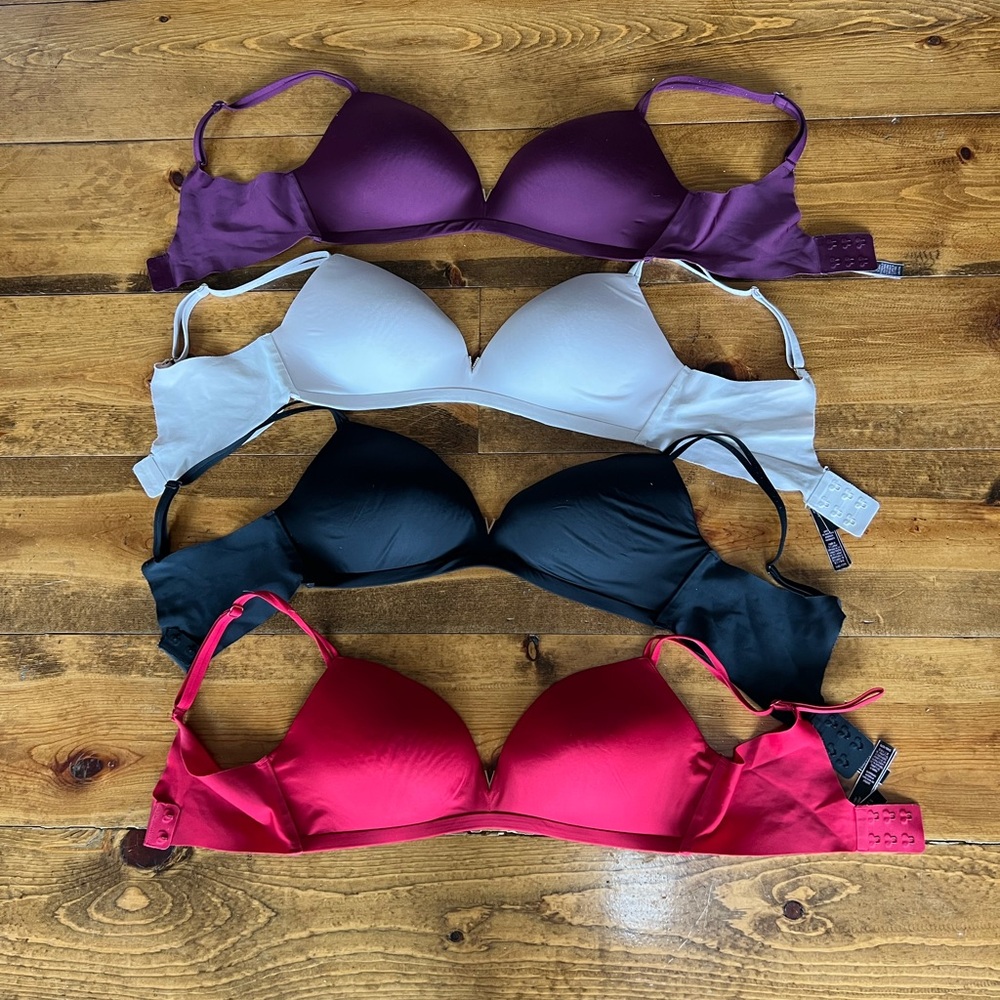 Set of Four Victoria’s Secret lightly padded wireless Bras in Various Colors